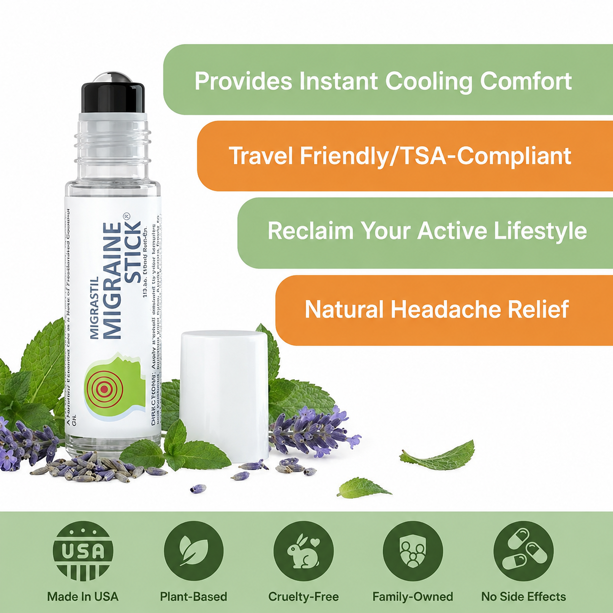 CoolRelief™ Head & Neck Roll-On Peppermint Cooling • Easy Roll-On • Travel Friendly