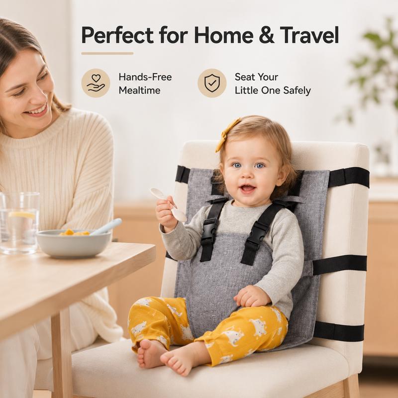 SeatSafe™ Portable Baby Chair Harness Secure Fit • Adjustable Support • Folds for Travel