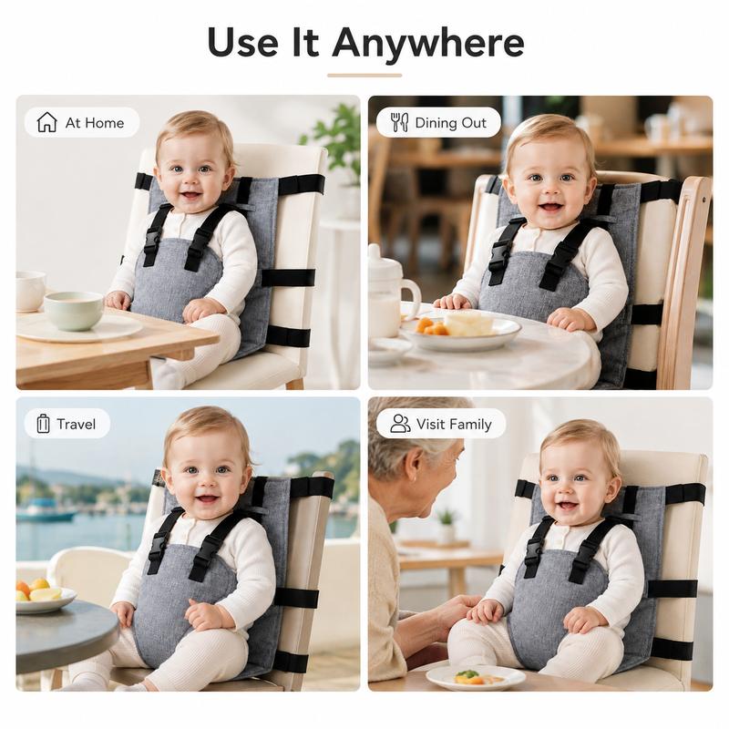 SeatSafe™ Portable Baby Chair Harness Secure Fit • Adjustable Support • Folds for Travel