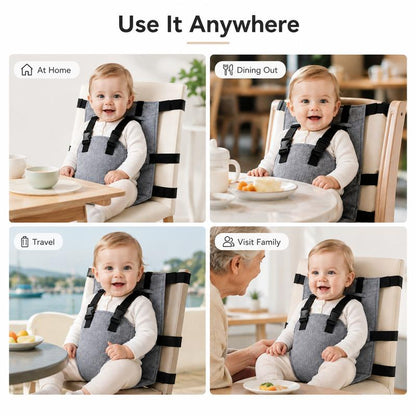 SeatSafe™ Portable Baby Chair Harness Secure Fit • Adjustable Support • Folds for Travel