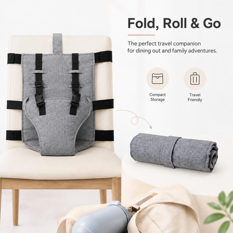 SeatSafe™ Portable Baby Chair Harness Secure Fit • Adjustable Support • Folds for Travel