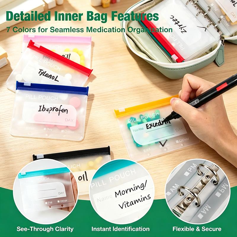 PillPouch™ 14-Day Medication Organizer — 14 Reusable Color-Coded Pouches