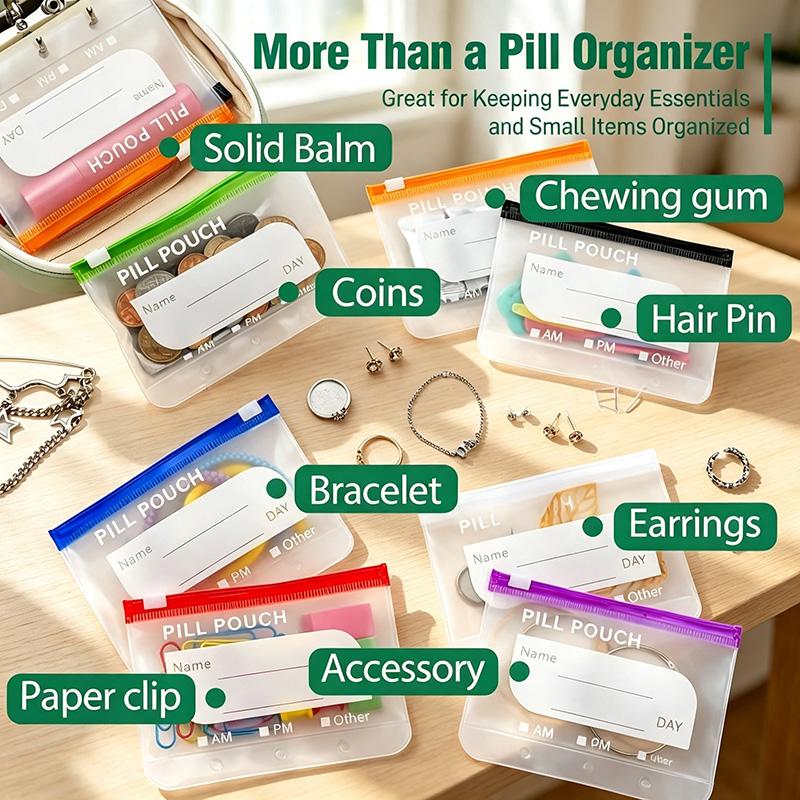 PillPouch™ 14-Day Medication Organizer — 14 Reusable Color-Coded Pouches